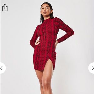 Missguided red snakeskin backless dress